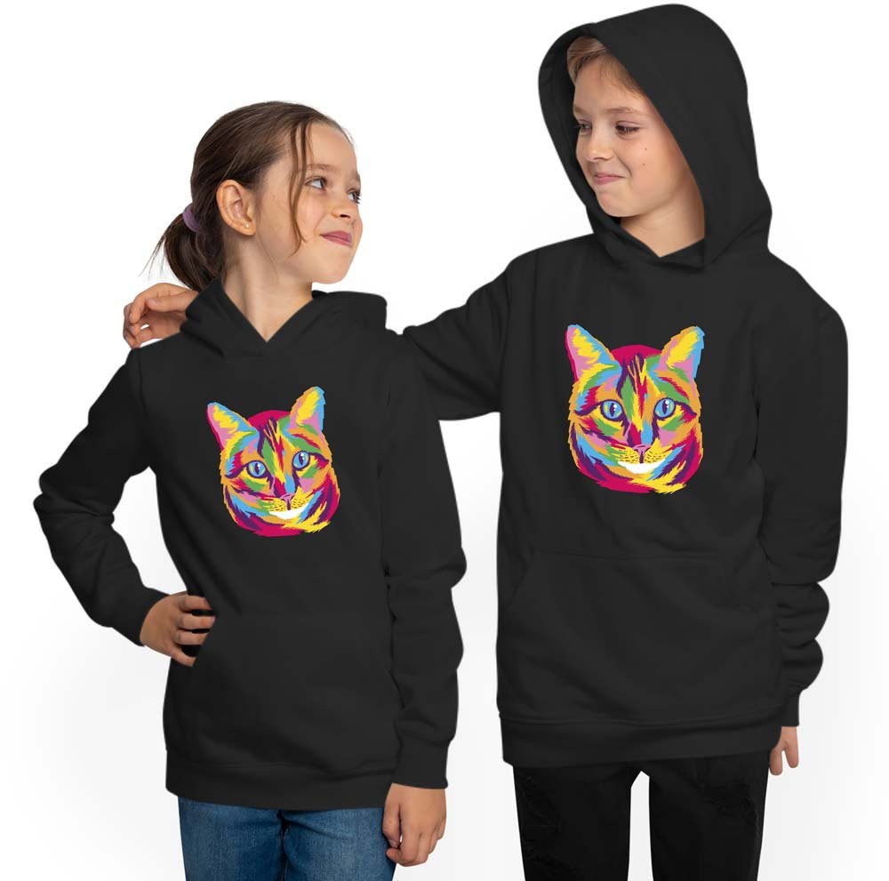 Hoodie Children's Hooded Sweatshirt - Cat Head in Oil Paint Look i125